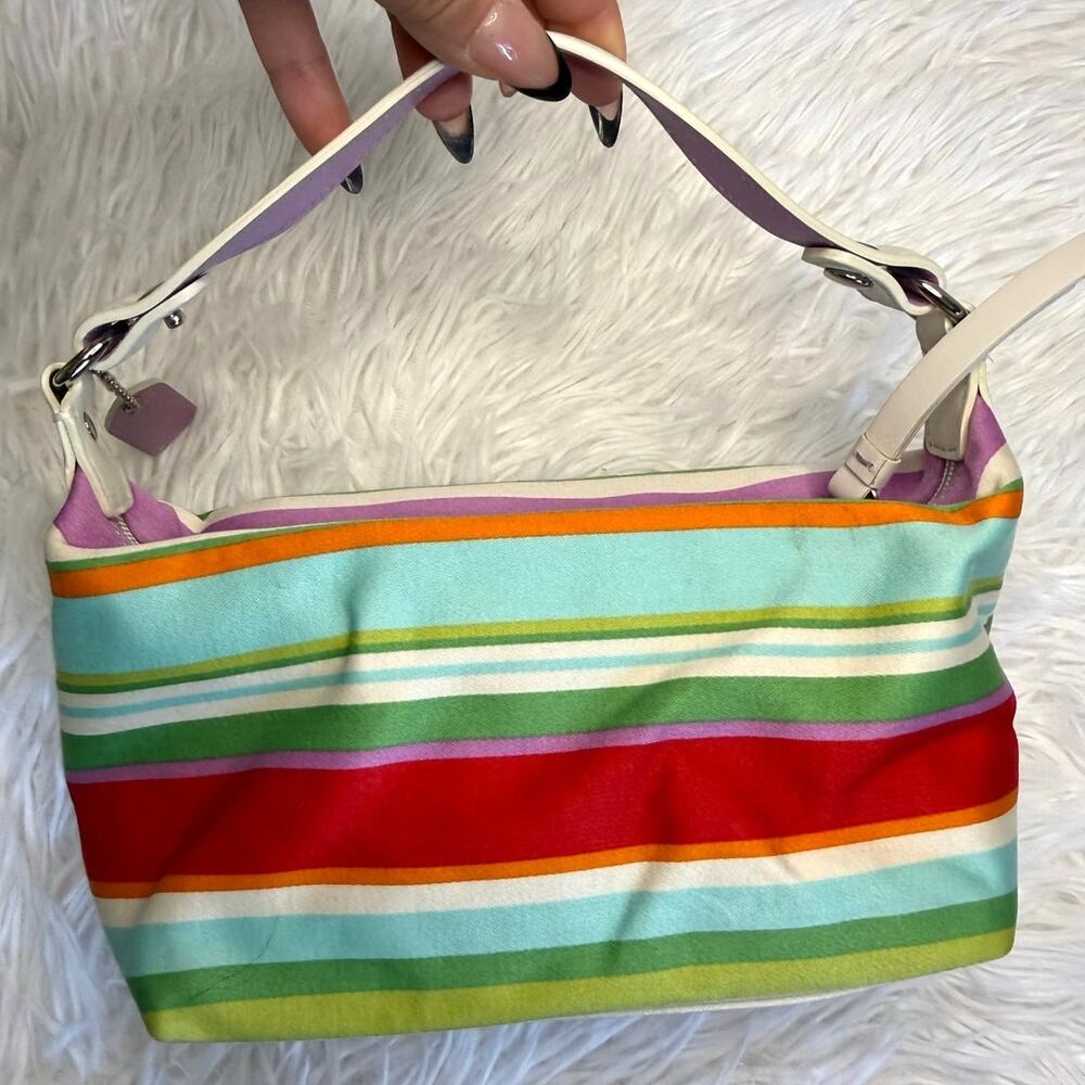 y2k COACH F40494 Hampton Stripped Mini Bag Purse - Picture 2 of 8
